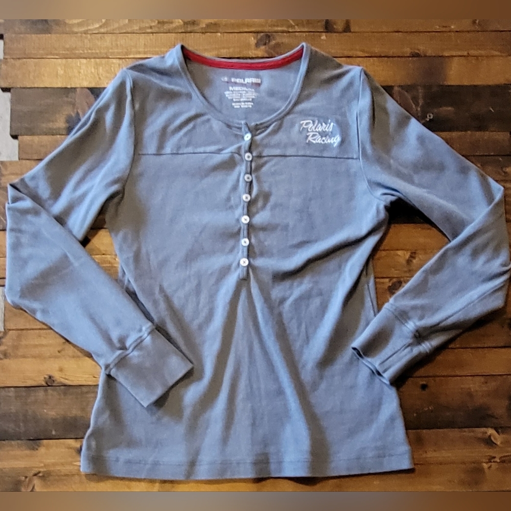Polaris Racing Long Sleeve Henley Shirt Sz M